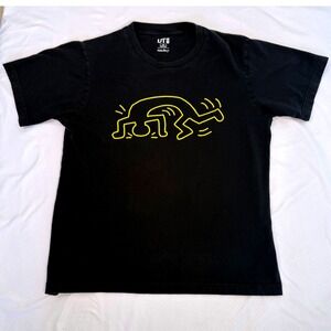 Uniqlo UT Kids Keith Haring Black Graphic T Shirt Size Medium